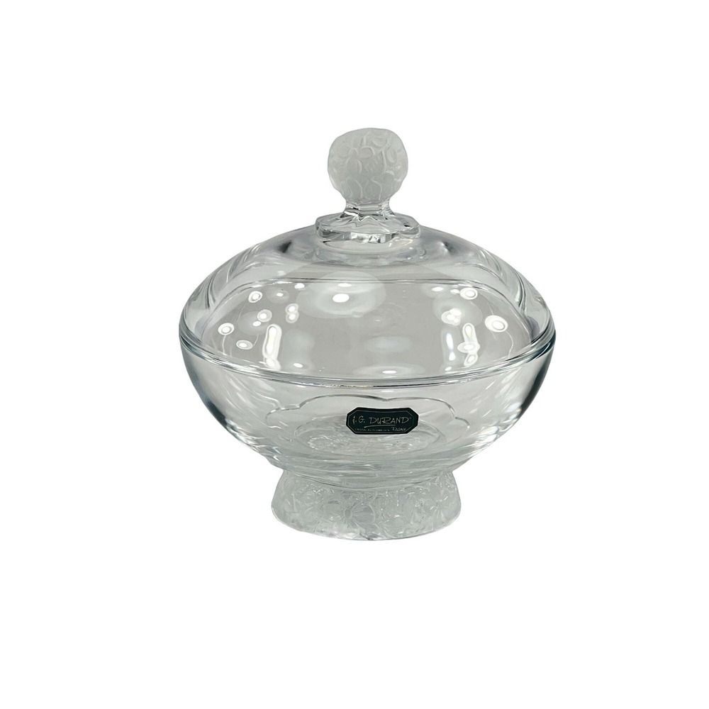 Cristal D'Arques Durand Flora Covered Crystal Candy Dish Made in France w/ Tag